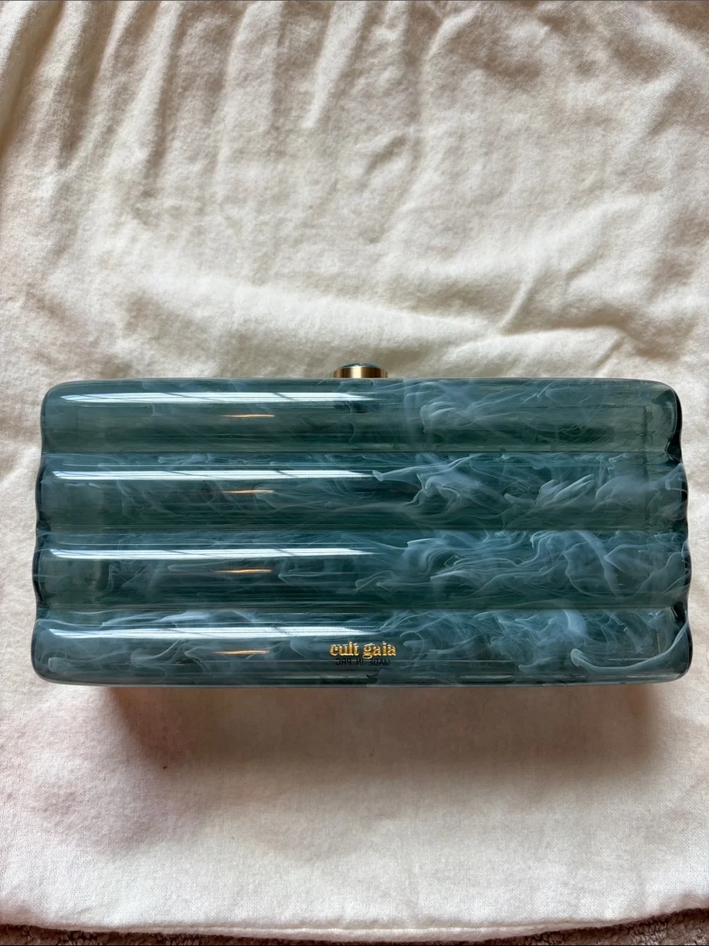 Cult Gaia Enid Clutch in Sea Spray